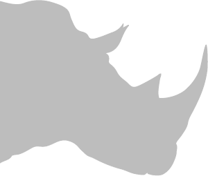 The silhouette of a rhino, the Idealix company mascot